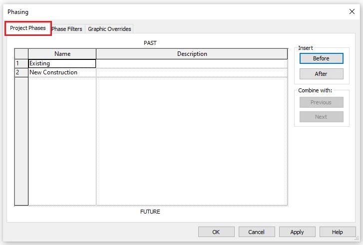 Gestione fasi progetto Revit – finestra Project Phases per creare e modificare le fasi temporali BIM.