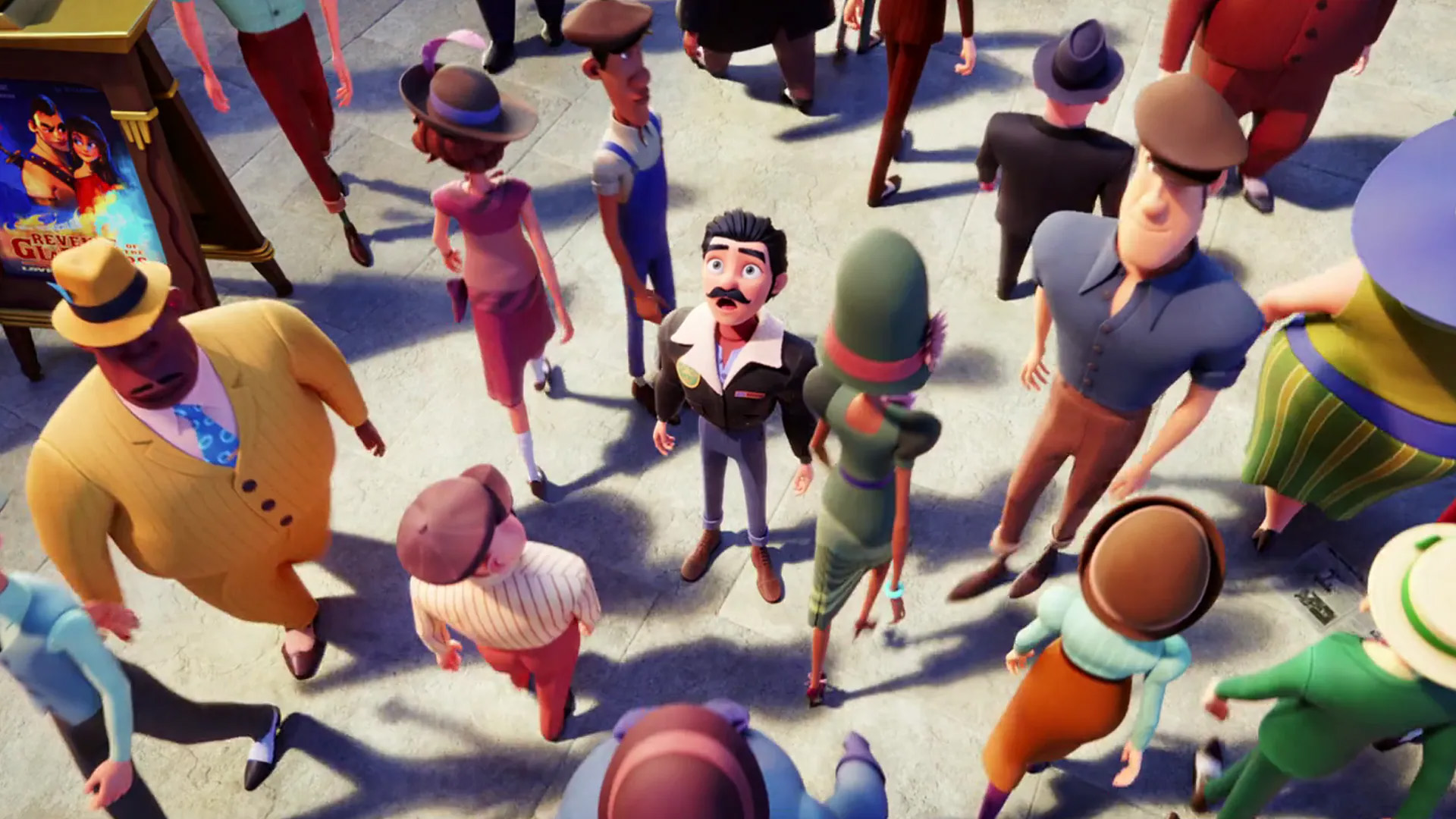 Simulazione di una folla 3D con personaggi digitali, esempio di crowd simulation realizzata con software Autodesk Golaem